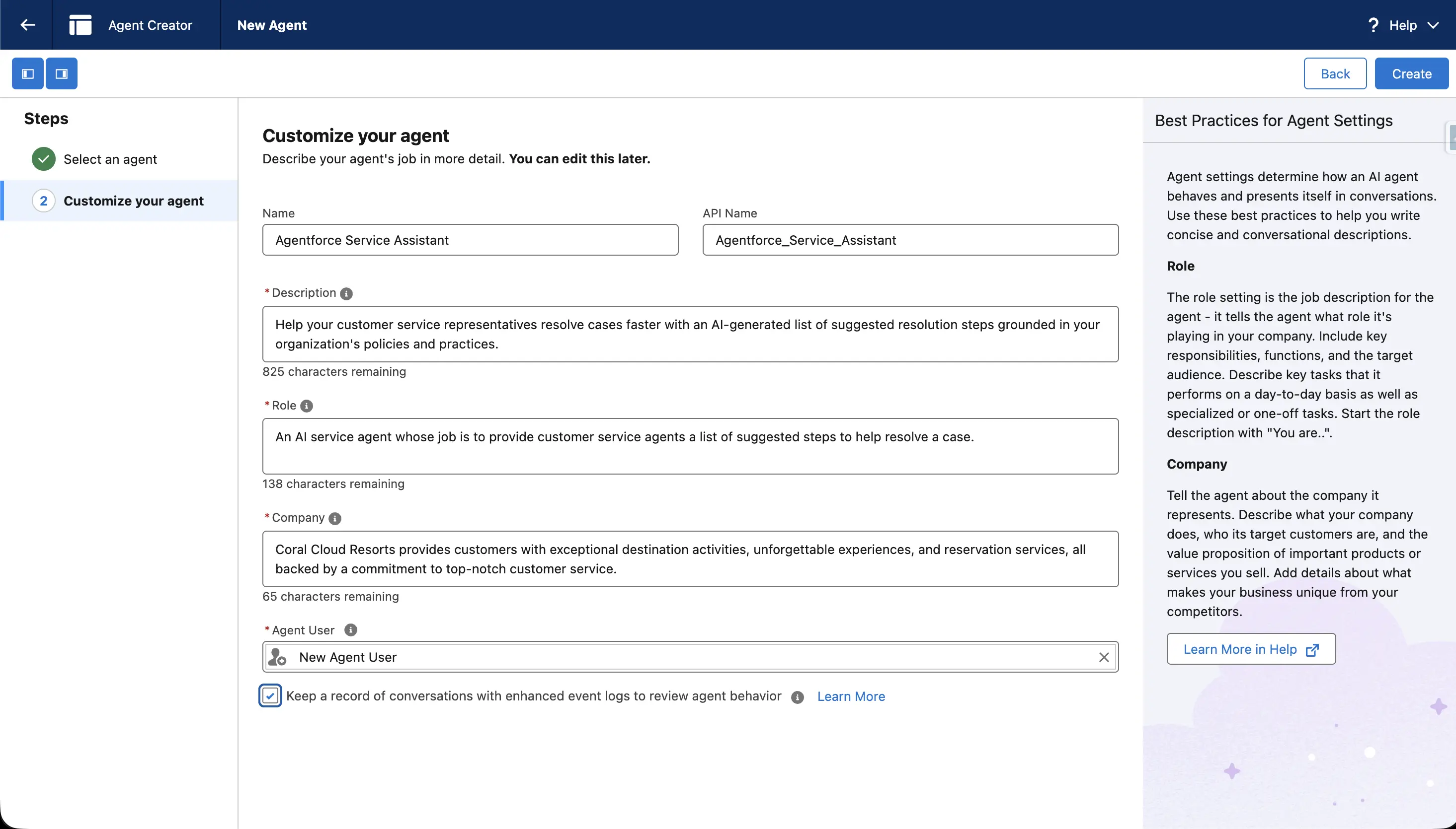 Provide Name and Description